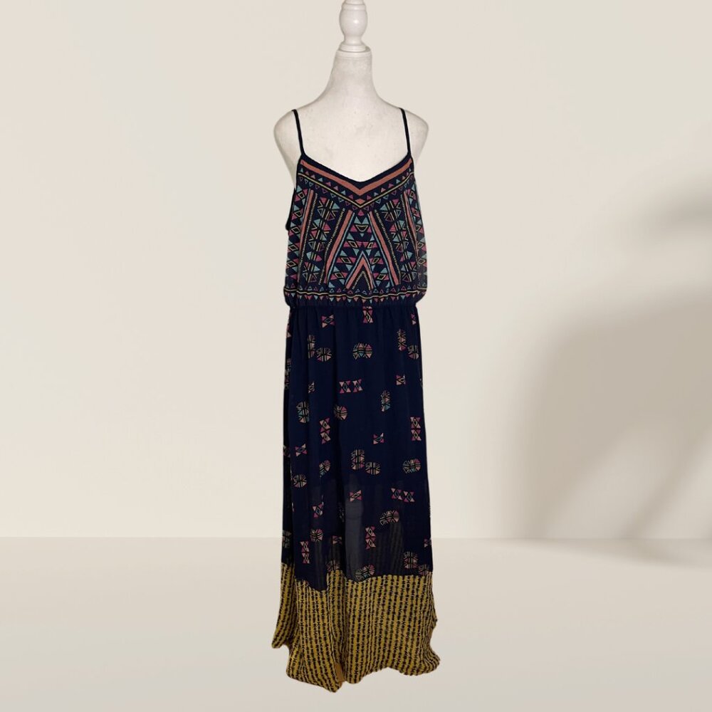 Xhilaration Boho Maxi Dress 💃 | XXL | Aztec Print & Cut-Out Back